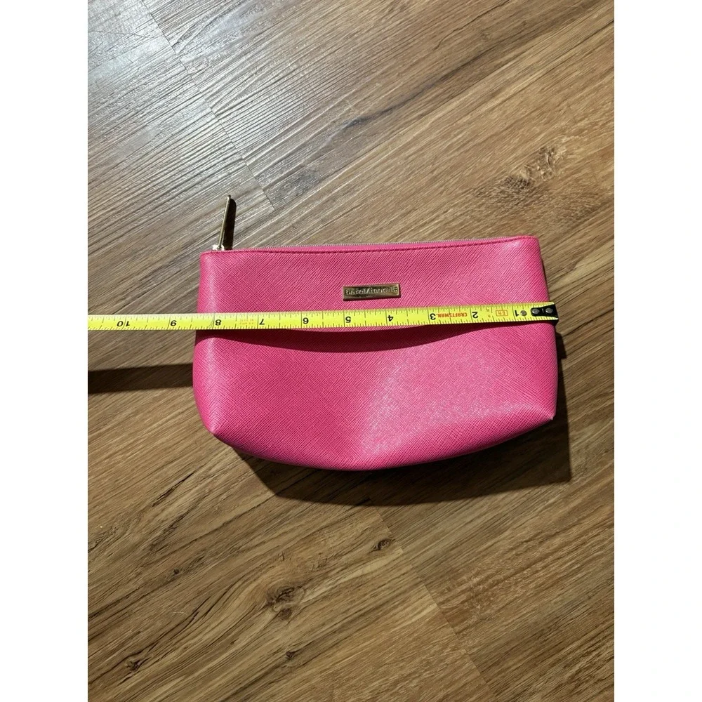 bareMinerals Pink Cosmetic Makeup Travel Zip Pouch Bag Gold Tone Vegan Leather
